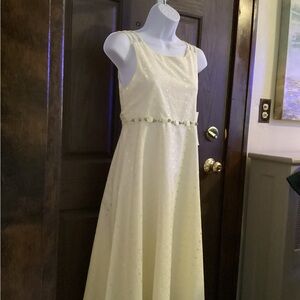 Bonnie Jean Girls Special Occasion Pale Yellow Eyelet Dress Size 14 NWT